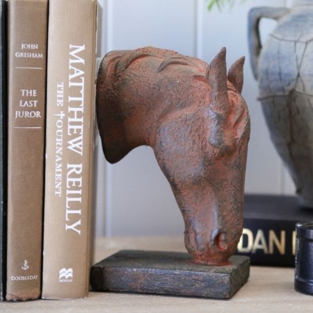 Rusted Horse Head Book Ends