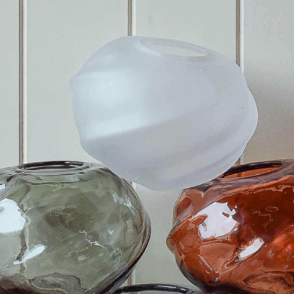 Carly Glass Vase/T-Lite Holder - Frosty White (Set of 2)