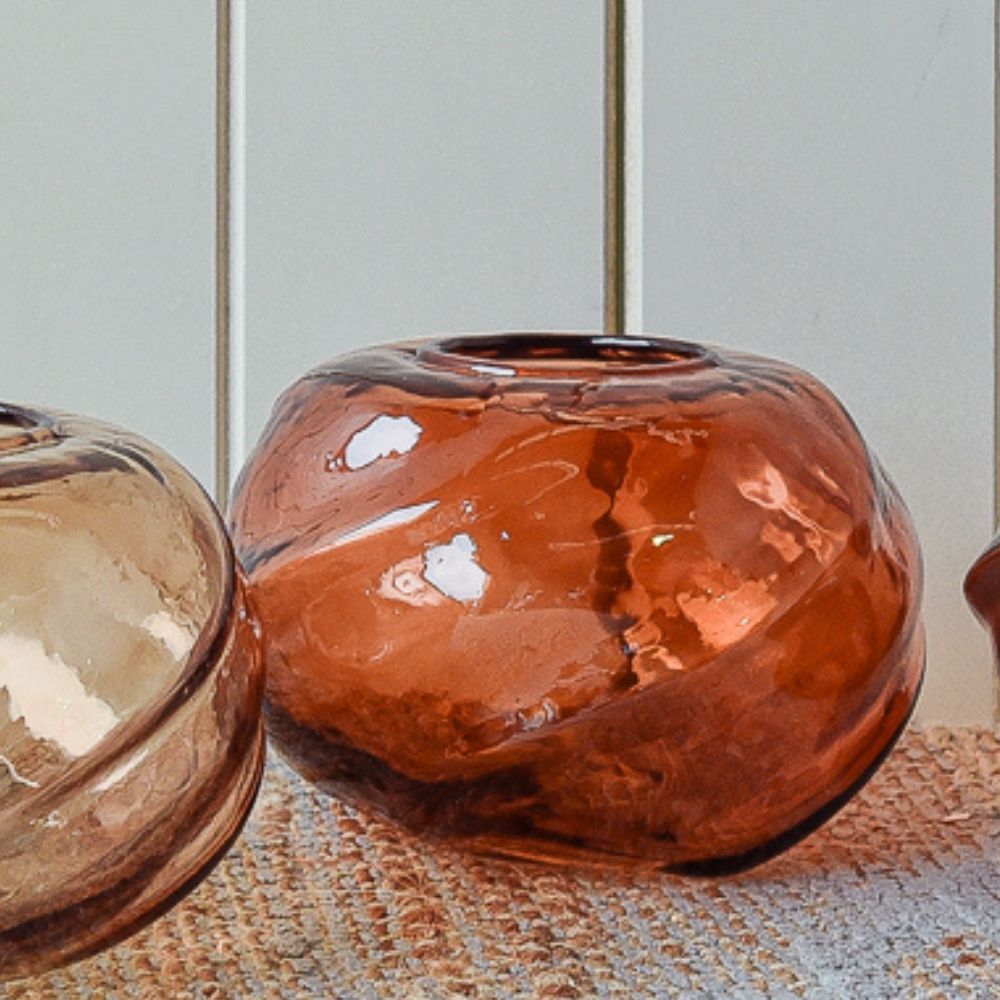 Carly Glass Vase/T-Lite Holder - Rust (Set of 2)