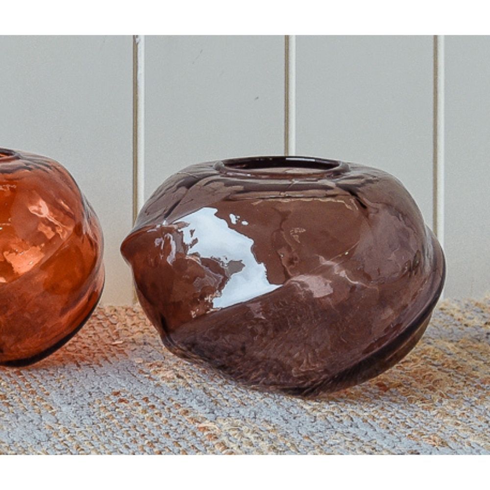 Carly Glass Vase/T-Lite Holder - Brown (Set of 2)